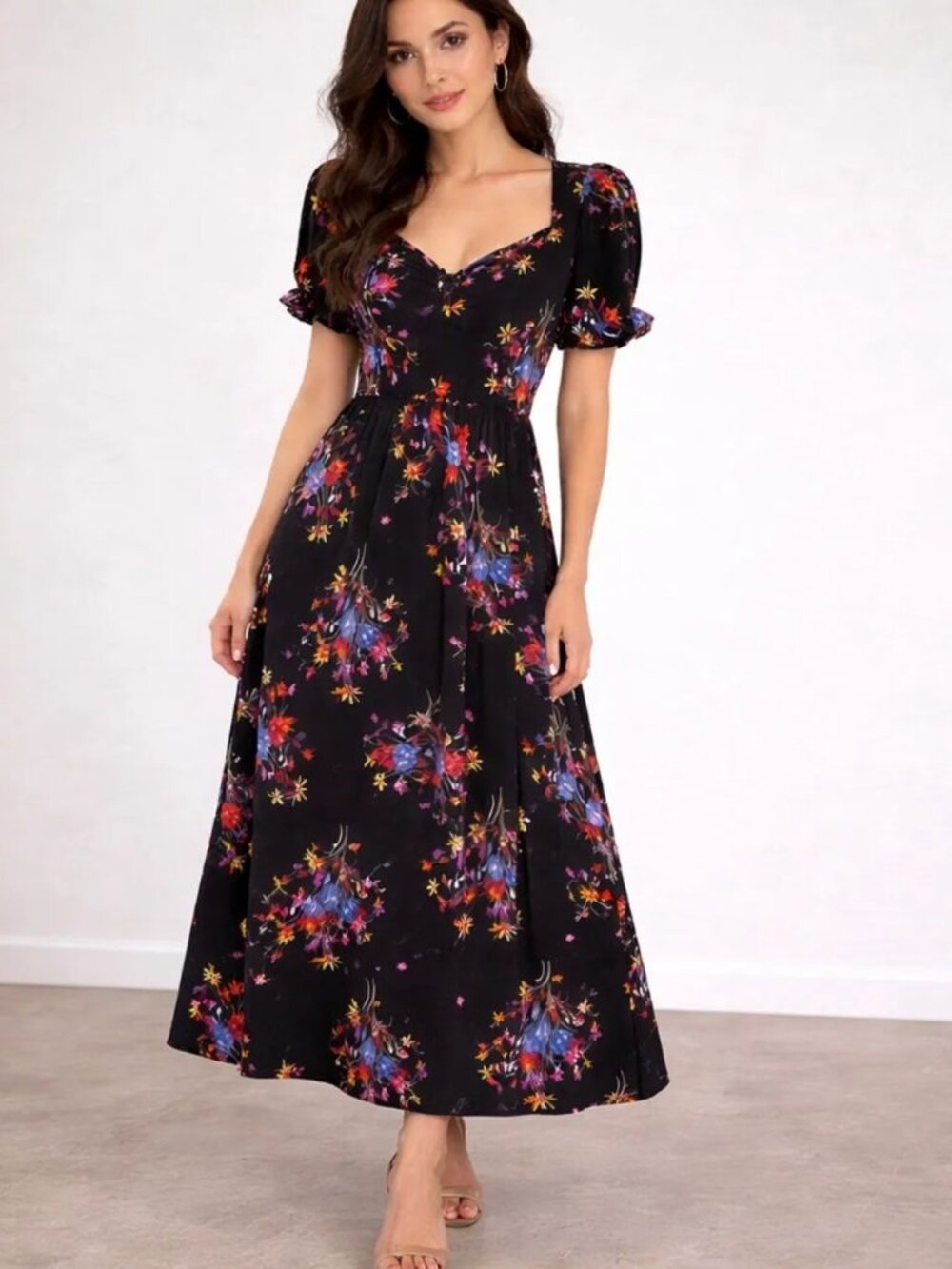 New: Promesa Floral Sweetheart Neckline Maxi Dress Size Medium